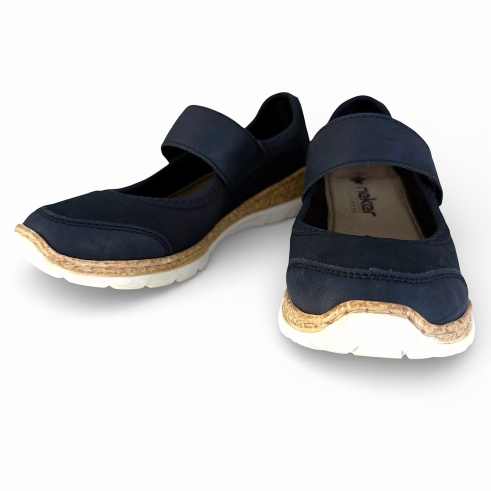 RIEKER navy blue mary jane comfort ballet flats 38 us 7 - Picture 5 of 11